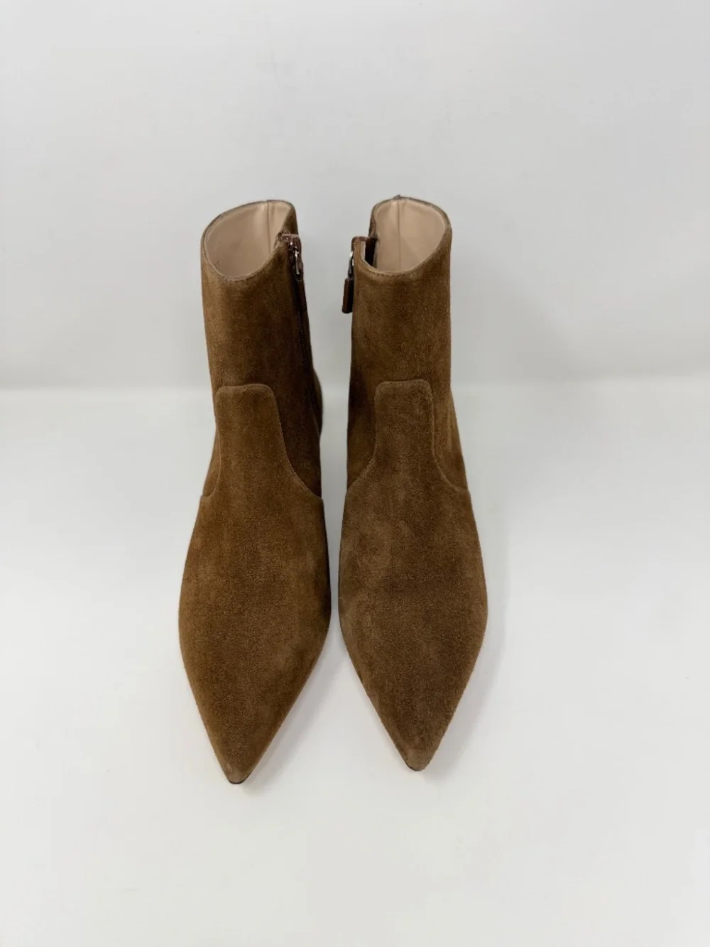 New Stuart Weitzman Mara Zip Suede Bootie Espresso Sz 8.5
